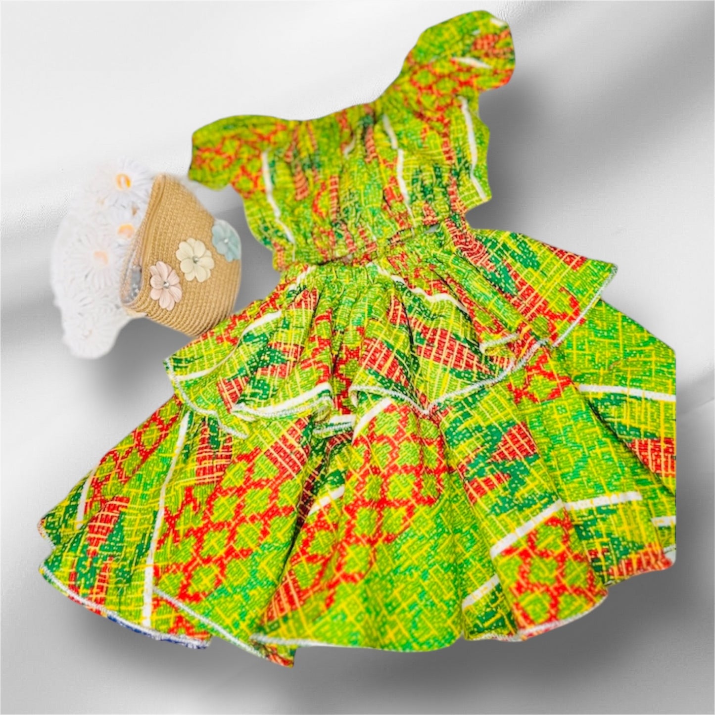 Three-piece African Mini girl outfits for wedding, birthdays, church any occasions.