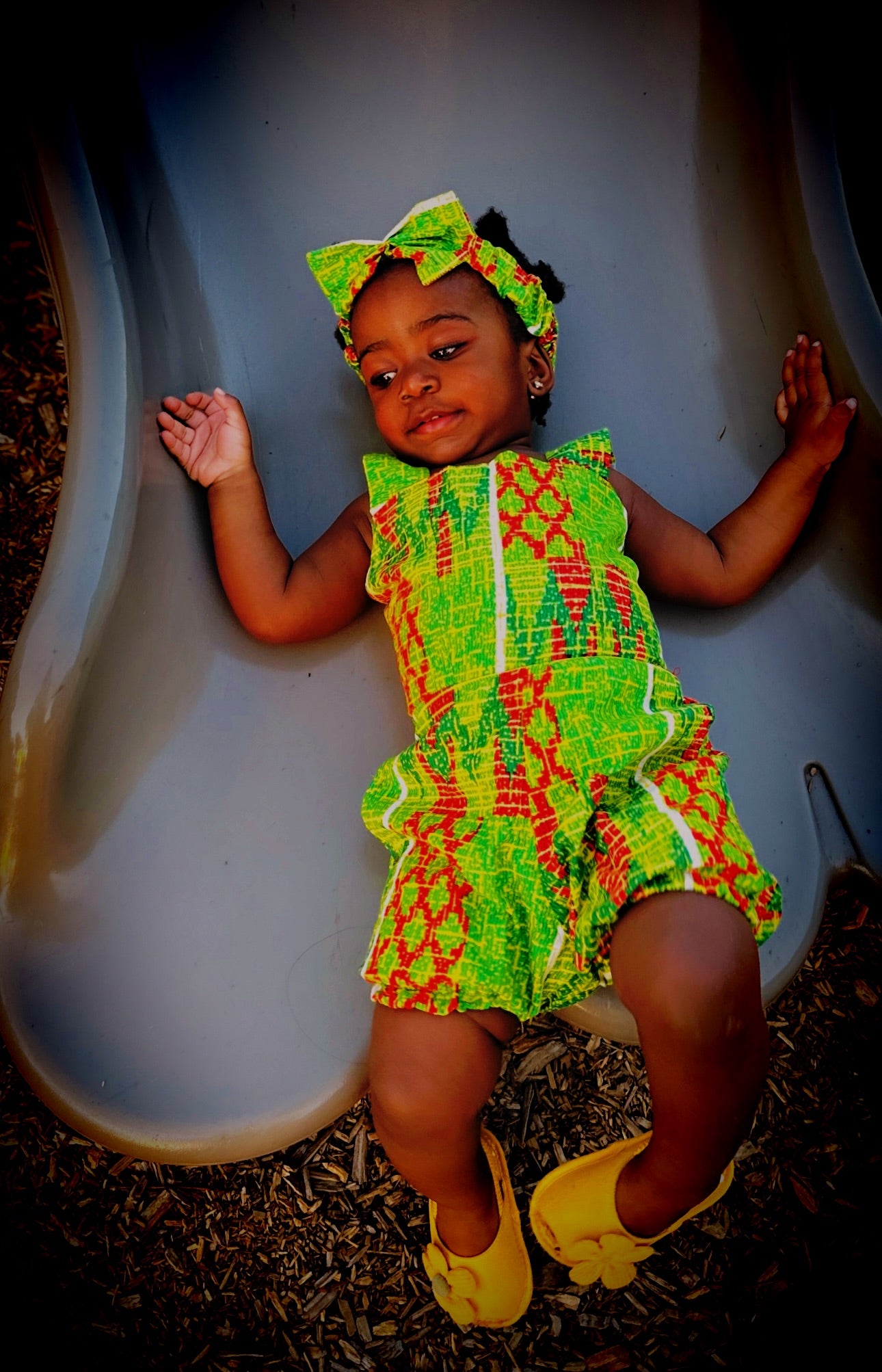 Two-piece mini girl jumpsuit with a headband,stunning African outfits