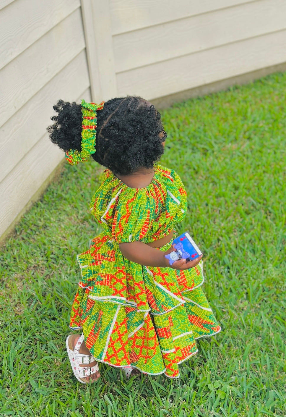 Three-piece African Mini girl outfits for wedding, birthdays, church any occasions.