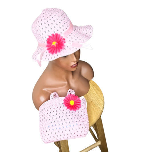 One Set Kids Sunflower Garden and Beach hat + Bag, Girls Summer Cute Fashion Sun Protection Hat.